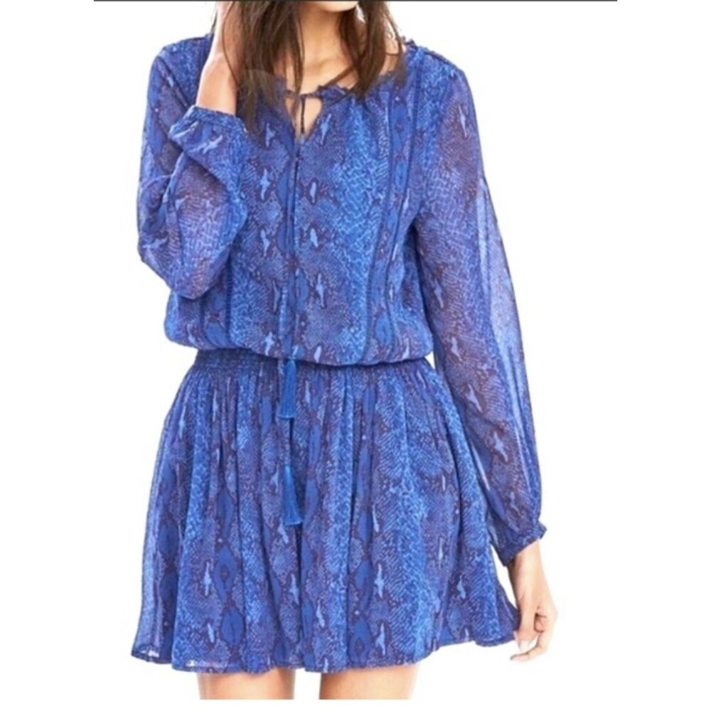 Bananna Republic Blue Snakeskin DropWaist Dress Boho/Peasant‎ Size XS
